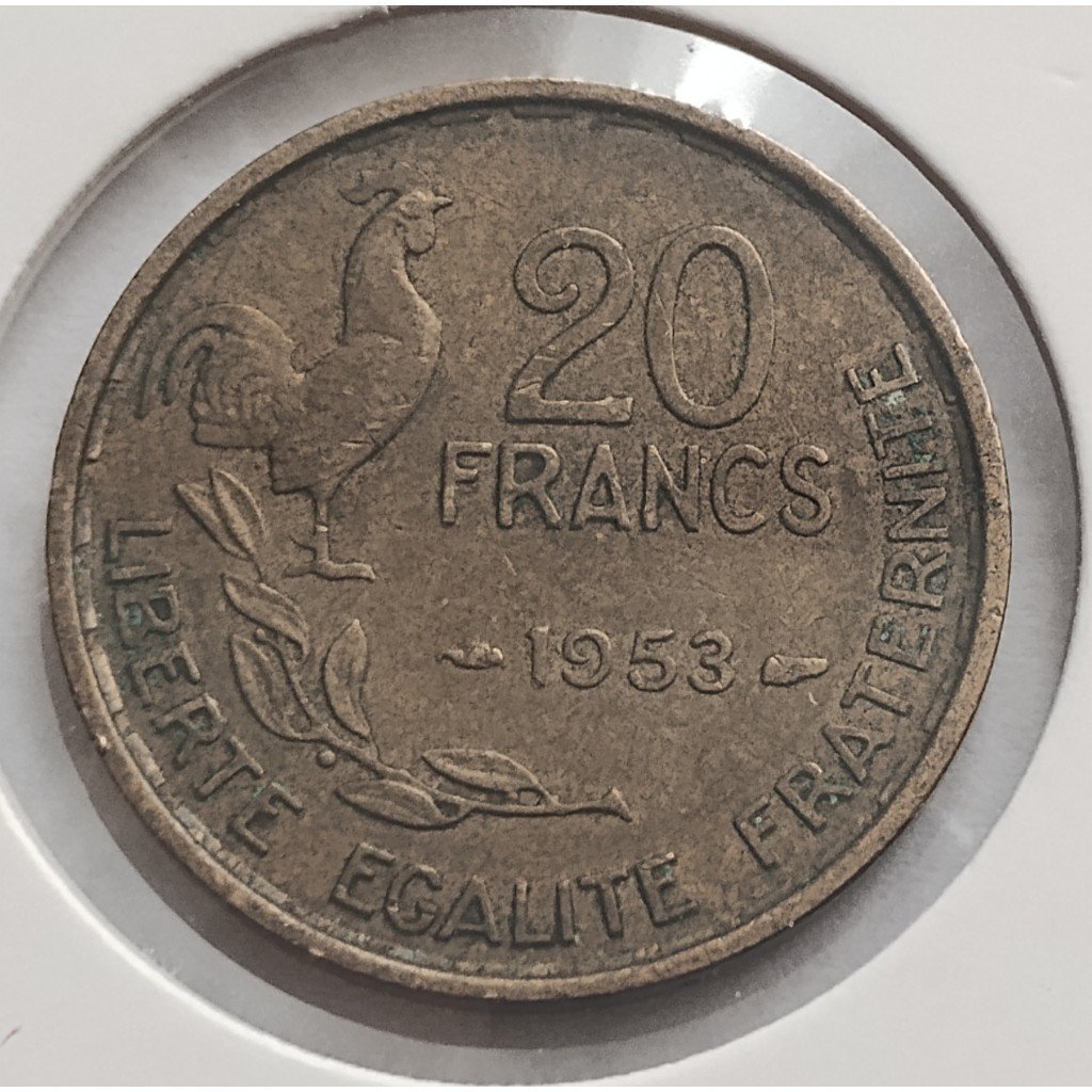 moeda antiga 20 francs 1953 frança mbc
