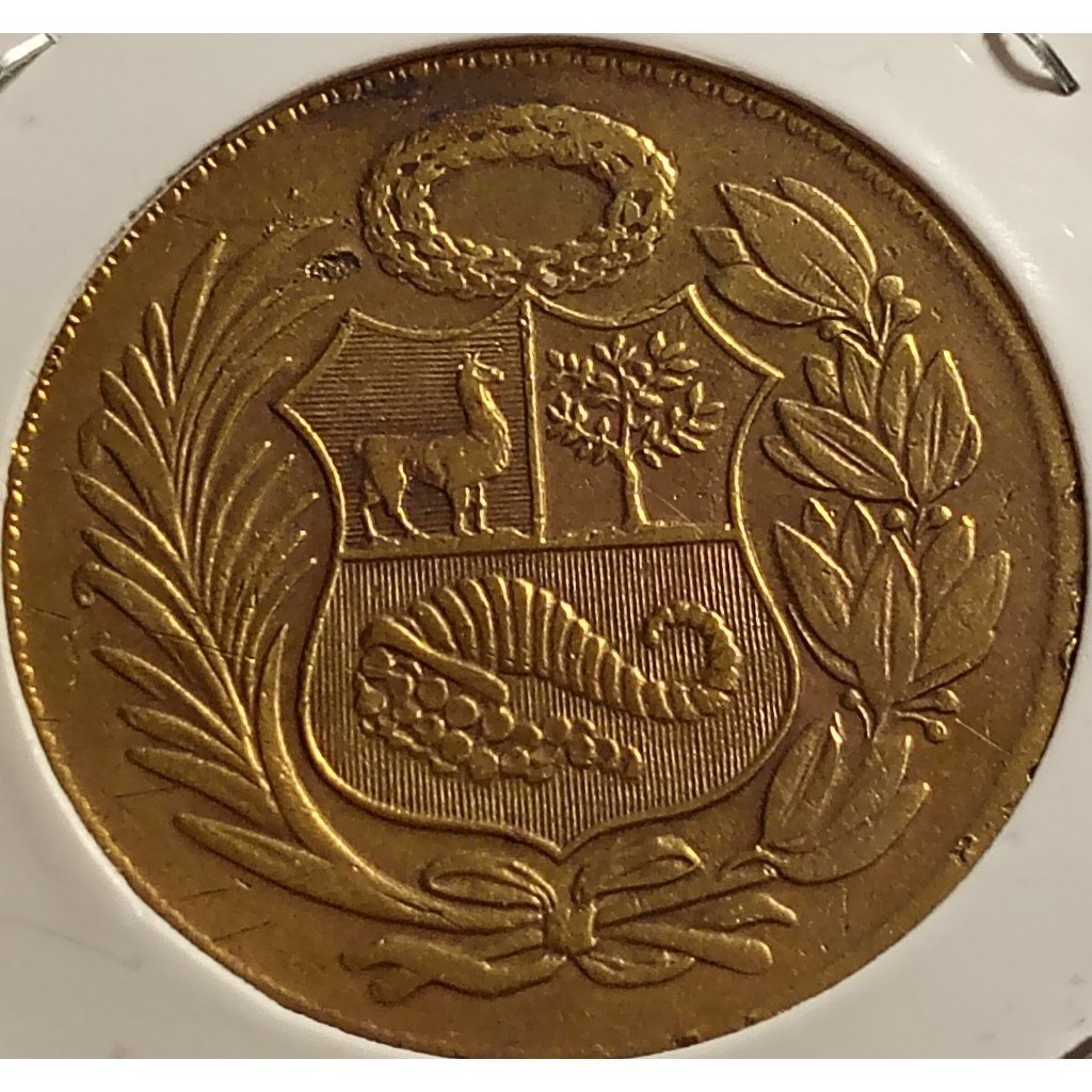 moeda  un sol de oro 1964 perú mbc