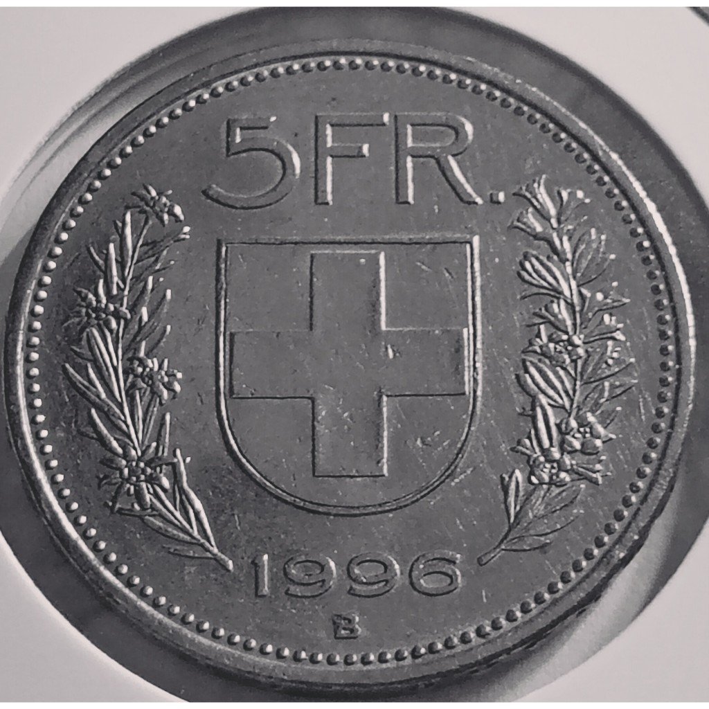 moeda 5 francos 1996 suiça mbc