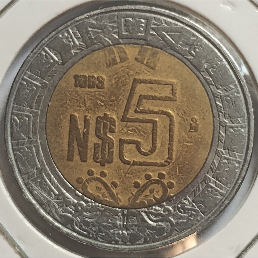 moeda antiga 5 pesos 1993 méxico mbc