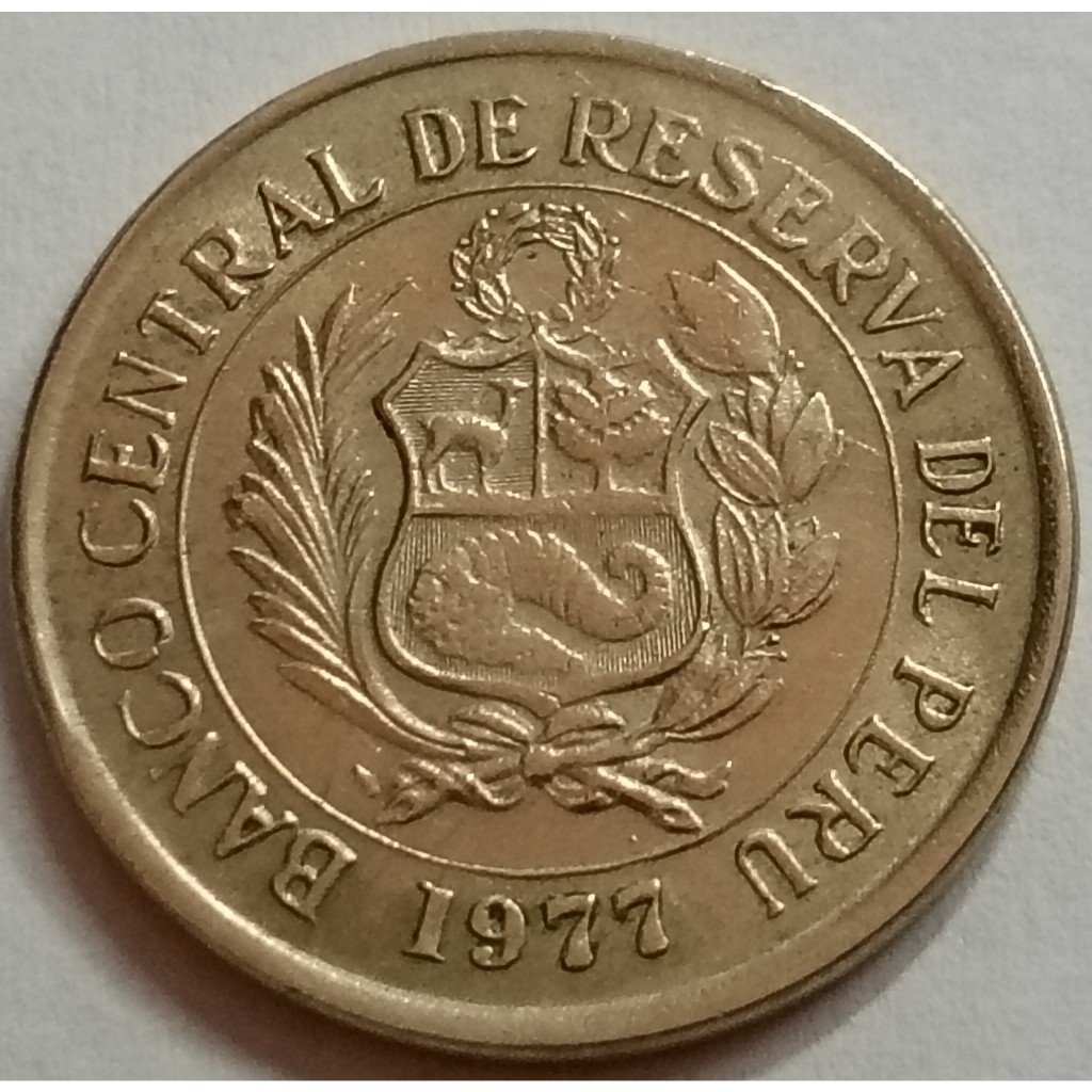 moeda 5 soles de oro 1977 perú mbc