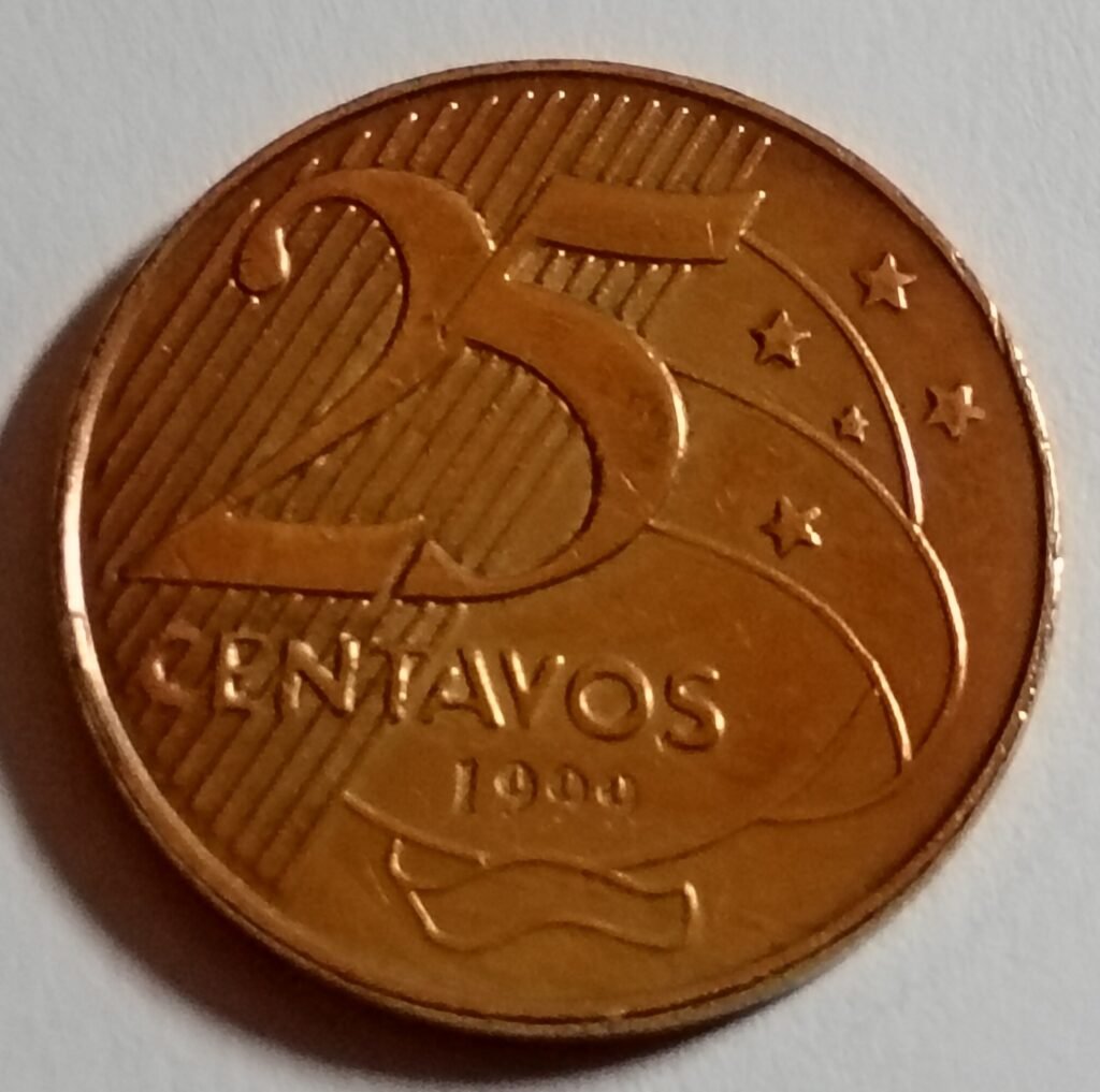 moeda 25 centavos 1999 brasil mbc